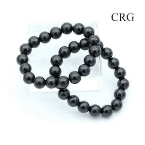 Shungite Round Bead Stretch Bracelet (10 mm) (1 Piece)