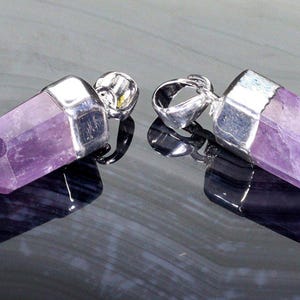 Amethyst Mini Point Pendant with Silver Plating (0.5 Inch) (1 Piece)
