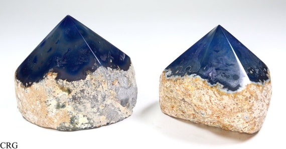 Large Brazilian Banded Blue Onyx Top Polished Base Cut Points Large Brazilian Banded Blue Onyx Top Polished Base Cut Points