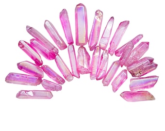 【一点物】ピンク オーラ 水晶 クォーツ ポイント 原石✩.*˚ 25-40 mm 未ドリル ピンク オーラ クォーツ ポイント フクシア
