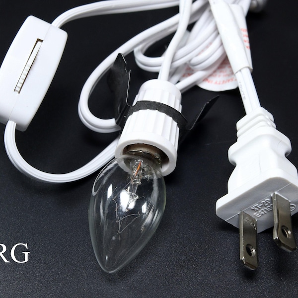 White Lamp Light Cord with 7 Watt Bulb (1 Set) Home Decor Electric Cord with Lightbulb
