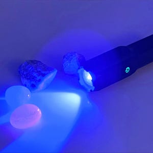Rechargeable UV Flashlight 365nm with Starter Collection of UV Reactive Gemstones