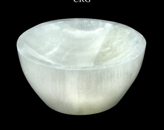 QTY 1 - Hand Carved Selenite Bowl 10cm (1.25" H x 3.50" D) Avg