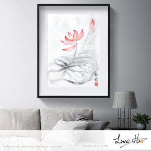 Original Lotus Watercolor Flower Painting/Chinese painting–Flower Watercolor Abstract art Painting,18X24inch Wall Decor Home Decor