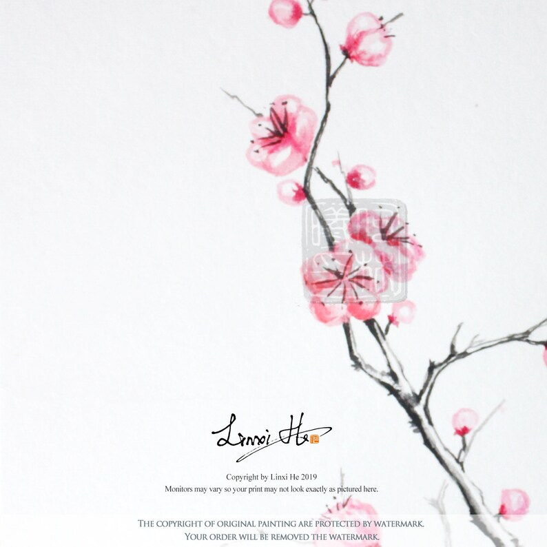 Cherry Blossom Painting Watercolor Flower /chinese Etsy