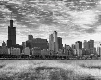 Chicago Skyline, Chicago Panorama, Black and White Photography, Photography