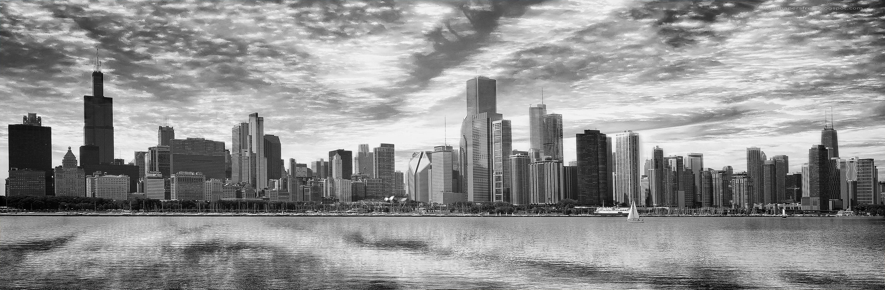 Chicago Skyline Black And White High Resolution