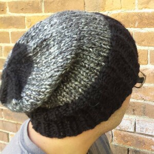 Slouchy Knit Hat - Black Slouchy Beanie - Chunky Slouchy Hat - Winter Hat - Men&#39;s Hat