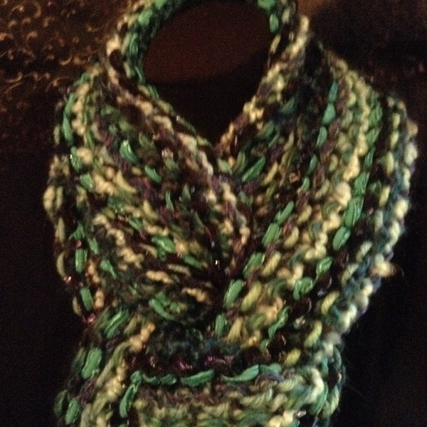 Green Knit Scarf Etsy