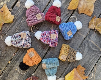 Mini Knit Beanie Hat Christmas Ornaments