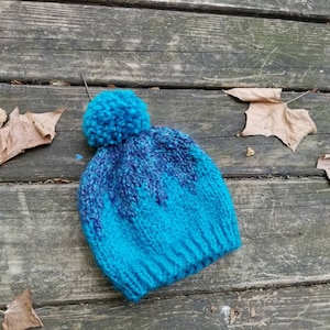 Child Knit Hat - Pom Pom Hat - Turquoise Baby Beanie - Child Bobble Hat - Baby Ski Hat -  Toddler Hat - Kid Beanie - Kids Hat