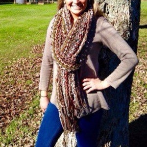 Brown Knit Fringe Scarf - Brown Art Scarf - Earthy Fringe Knit Scarf - Gift For Her - Women&#39;s Accessories