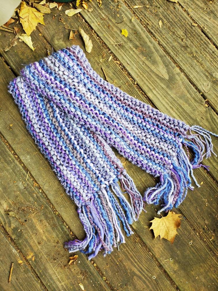Purple with fringes scarf main image 1
