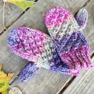 Purple Knit Mittens - Hand Knit Mittens - Mittens - Women's Accessories ...