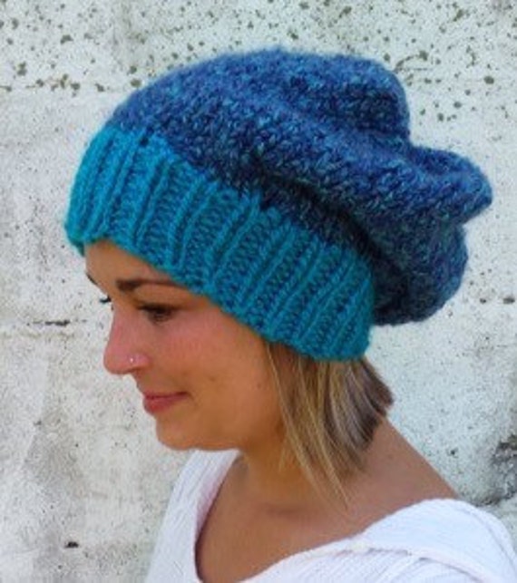 Bonnet ample turquoise et violet -- Bonnet ample Bonnet en