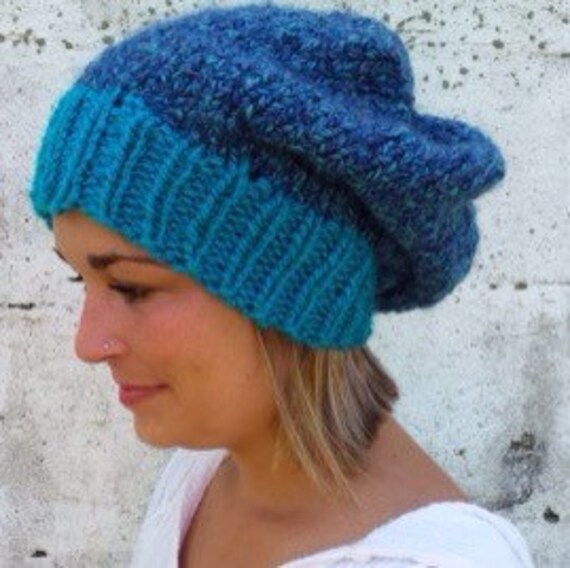 Bonnet ample turquoise et violet -- Bonnet ample Bonnet en