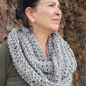 Grey Knit Infinity Scarf - Grey Knit Circle Scarf - Infinity Scarf - Grey Knit Scarf