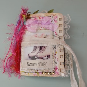 Handmade mini junk journal, 1 signature, 5&quot; x 4&quot;