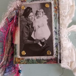 Handmade mini junk journal, 1 signature, 5&quot; x 4&quot;