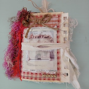 Handmade mini junk journal, 1 signature, 5&quot; x 4&quot;