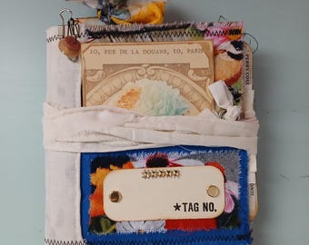Diario de tela hecho a mano, hecho con bolsa de papel marrón, 1 firma, 15 x 15 cm