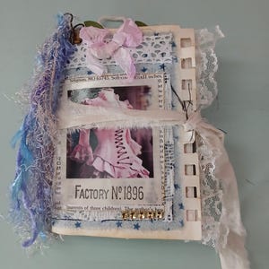 Handmade mini junk journal, 1 signature, 5&quot; x 4&quot;