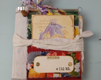Diario de tela hecho a mano, hecho con bolsa de papel marrón, 1 firma, 15 x 15 cm