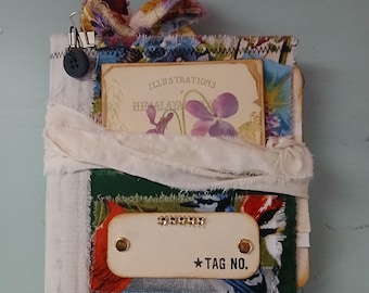 Diario de tela hecho a mano, hecho con bolsa de papel marrón, 1 firma, 15 x 15 cm