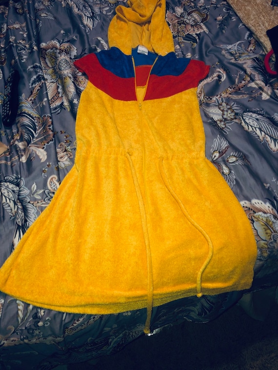 Vintage 80s hooded terrycloth mini dress