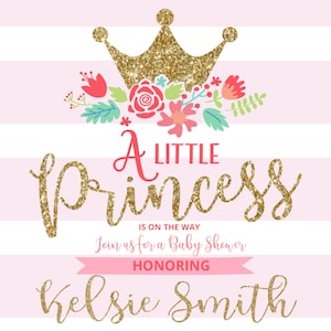 Baby Shower Invitation; A Little Princess is on the way, baby shower, baby girl invite, baby shower invitations