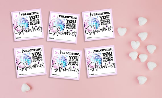 Valentine's Day cards, Eras Tour Valentines, Instant Download, Printable Vday Cards, You make the whole place Shimmer, disco ball
