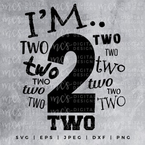DIGITAL DOWNLOAD; Second Birthday Svg, I&#39;m Two, Two, Second Birthday Design, Kids birthday, Birthday Gir/Boyl, 2nd Birthday, Birthday SVG