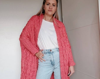 Long oversized cashmere cardigan / Cotton cocoon cardigan / Hand knitted cardigan / Chunky cardigan / Kimono cardigan / Knit sweater / Coat