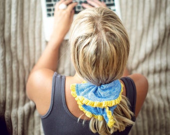 Oversized hair scrunchies, Huge knitted scrunchies, Summer festival accessories, Crochet hair bands, Giant hair accessories, Boho style