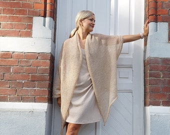 Women mohair knitwear, One size light knitted top, Cozy cocoon wrap, Lightweight blouse, Wool jacket, Elegant shrug cover up, Stylish cape