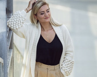 Women fall long cardigan, Cable knit cardigan