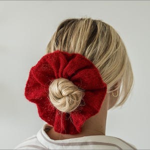 Oversized scrunchie, Knitted scrunchies, Hair accessory, Boho elastic tie, Girl hair accessories, Girl gift