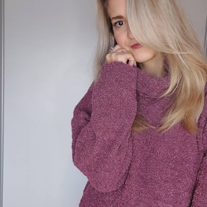 Alpaca sweater for women, Handmade knit jumper for Spring, Pullover sweatshirt, Fluffy boucle wool knitwear, Loose fit top, Oversized shape image 5