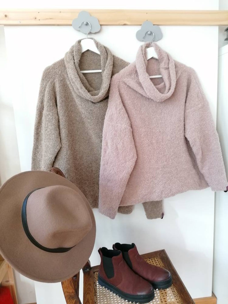 Alpaca sweater for women, Handmade knit jumper for Spring, Pullover sweatshirt, Fluffy boucle wool knitwear, Loose fit top, Oversized shape image 6