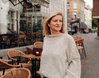 Oversized lightweight mohair sweater, Loose fit balloon sweater, Knitted minimalist jumper, One size sweater