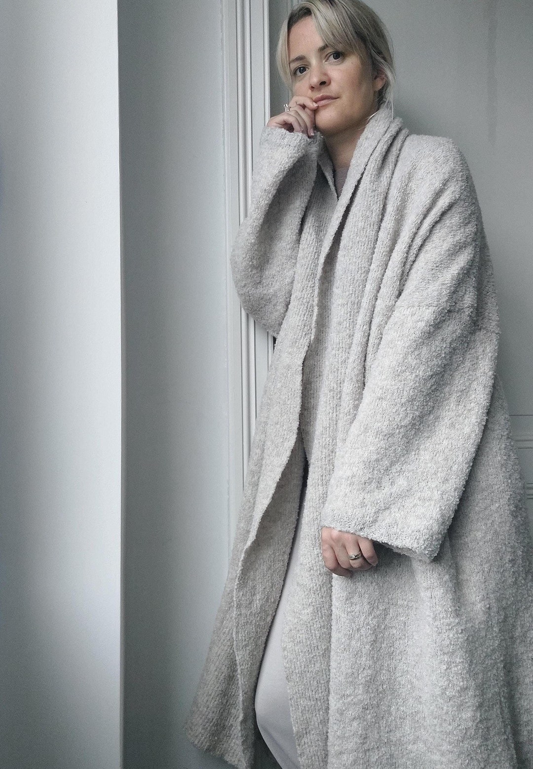 Oversized Alpaca Wool Cardigan, Minimalist Robe Sweater, Huge Boucle ...