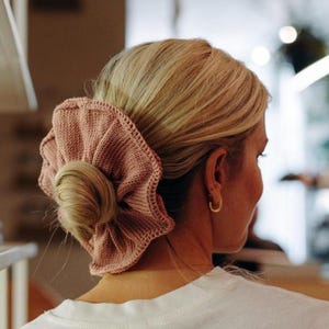 Oversized scrunchie, Knitted scrunchies, Hair accessory, Boho elastic tie, Girl hair accessories, Girl gift