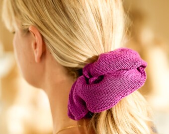 Knit scrunchies, Large hair ties, Cute hair accessories for women, Handmade crochet big scrunchies, Gift for girls, Brides made gift
