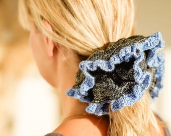 Oversized scrunchie, Knitted scrunchies, Hair accessory, Boho tie, Girl hair accessories, Girl small gift, Fashionista gift under 20 dollars