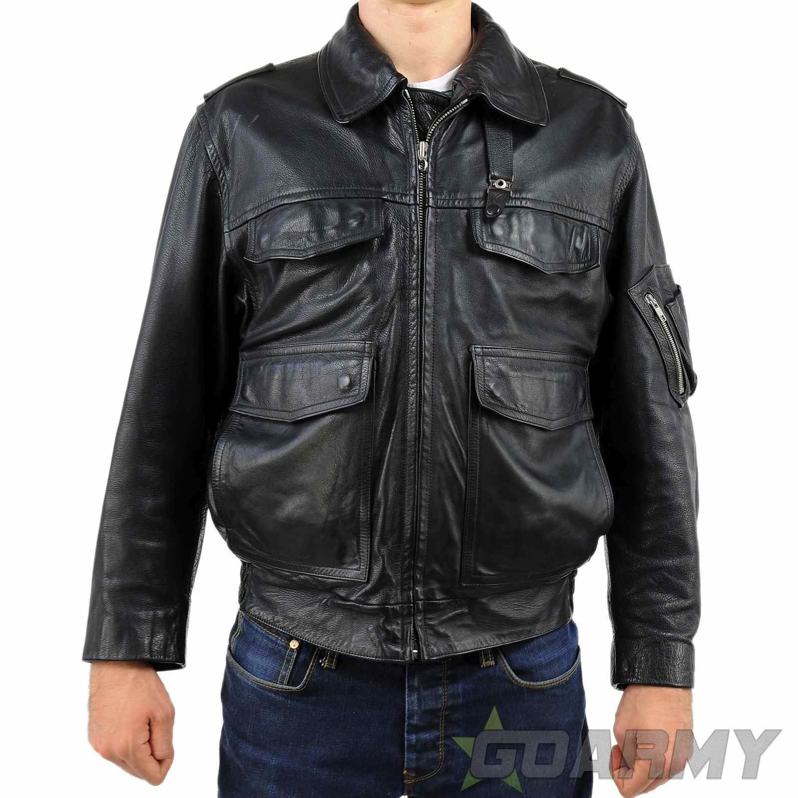 German Police Retro Motorcycle Leather Jacket Zoom
