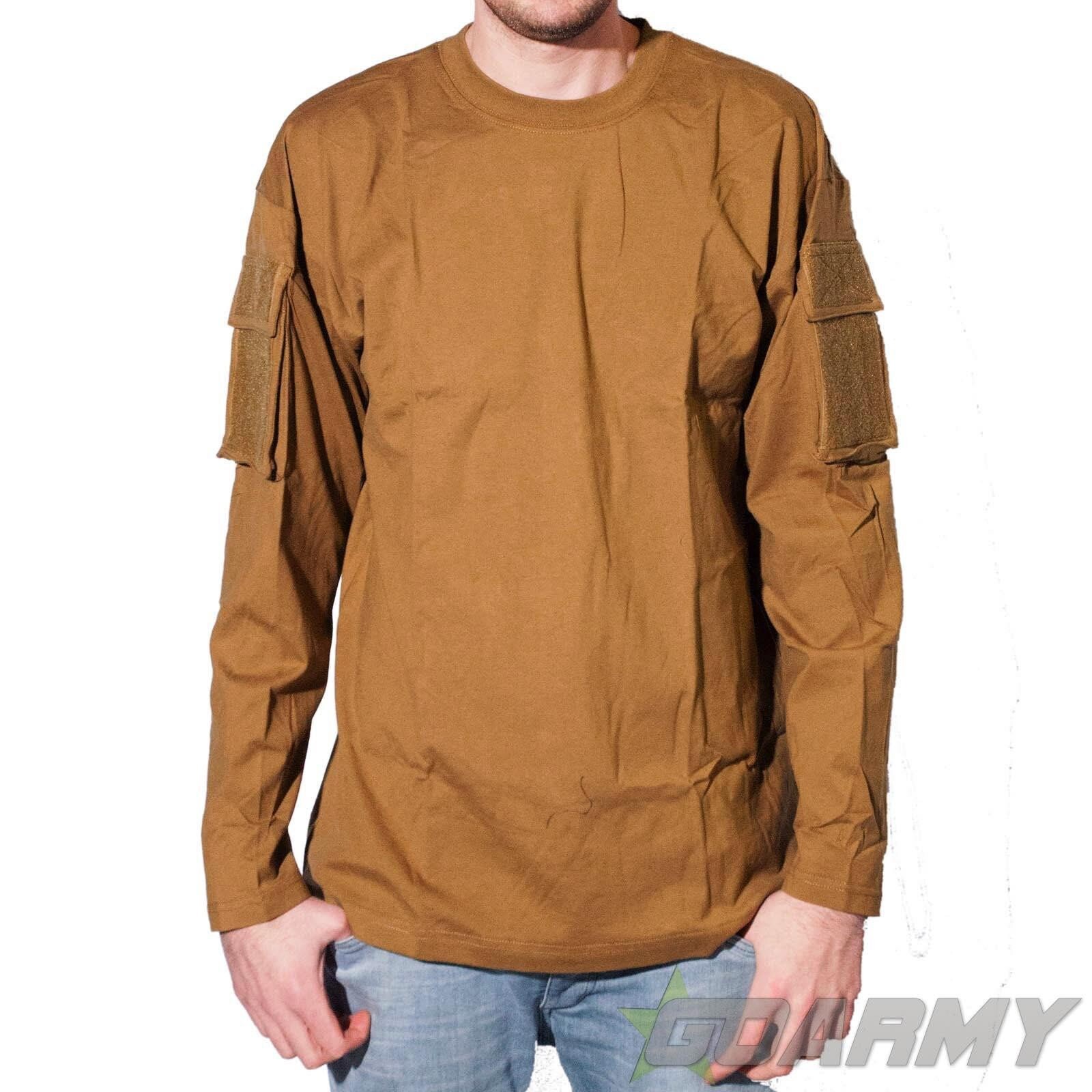 Image of U.s Style Long Sleeve T-Shirt With Velcro Pockets - Coyote