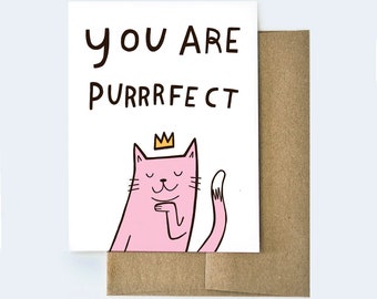 Funny Cat Birthday Card: 'Purrrfect' Cat Lover Gift