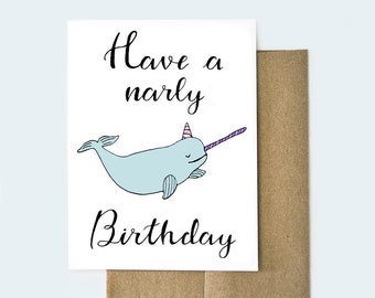 Narwhal Birthday Card | Cute Animal Card | Friend Birthday Card