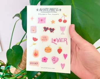 Kawaii Love Stickers, Journal Planner Decals (4x6 Sheet