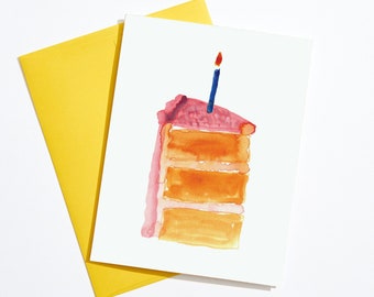 Watercolor Birthday Cake Card: Handmade Greeting Card